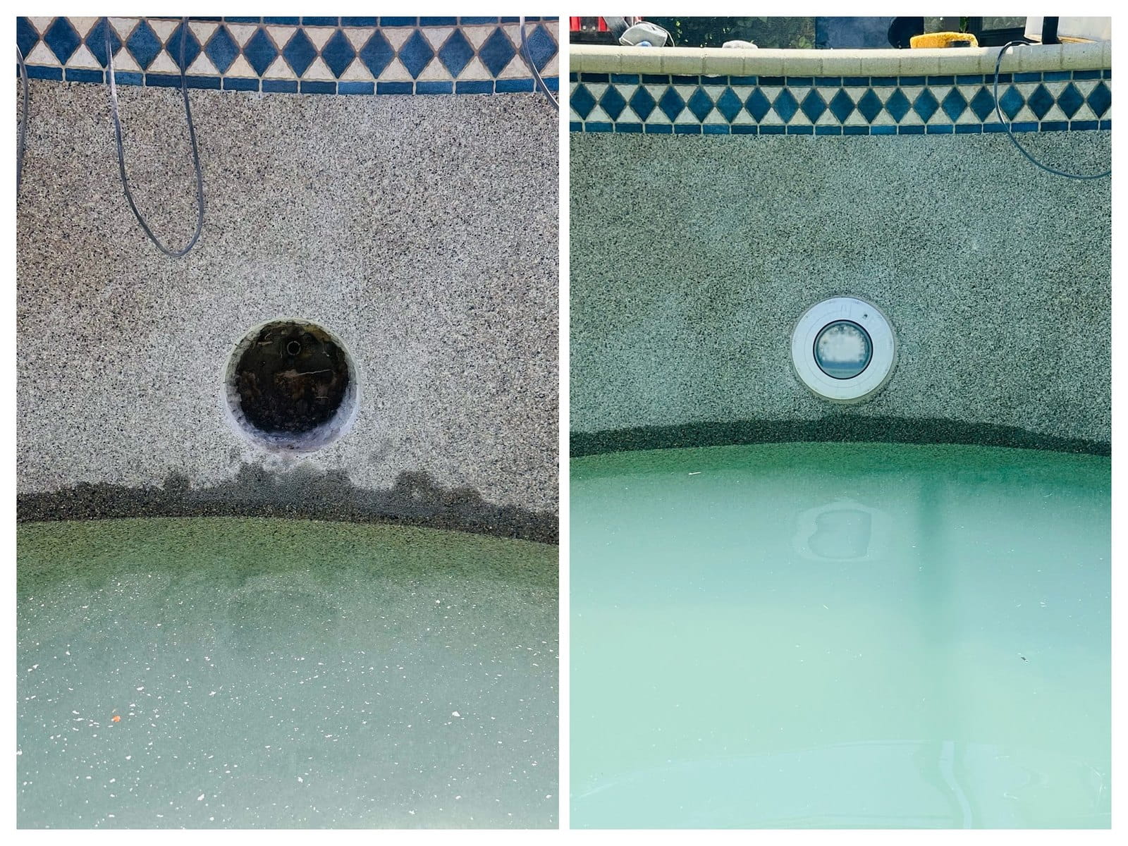 We replace leaking plastic light niches with durable stainless steel, working through a round opening rather than a large square cut.