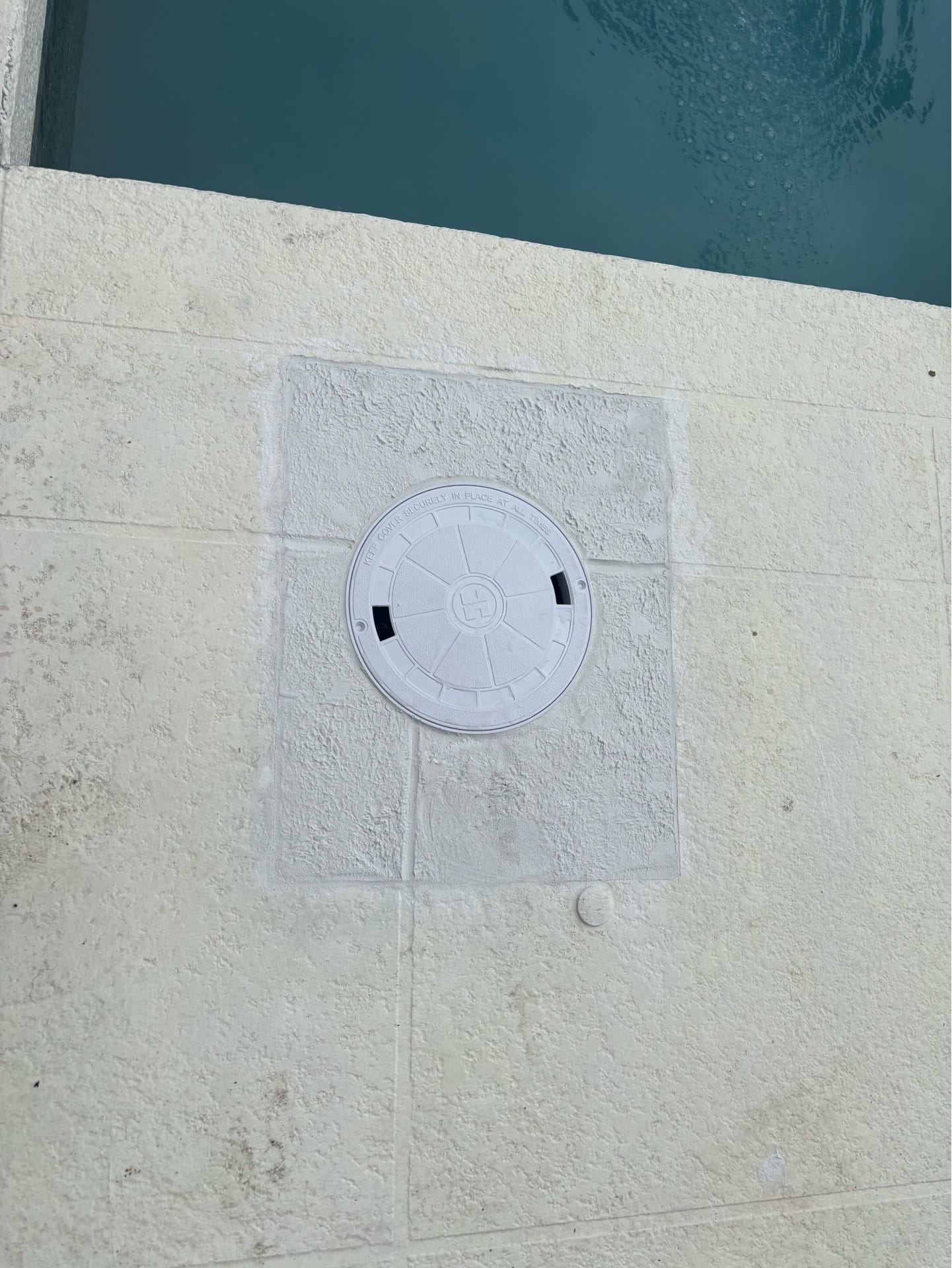 The finished skimmer replacement, patched flush with the deck.