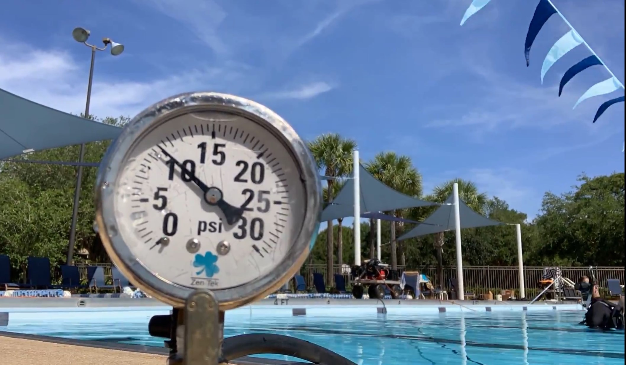 Pressure gauge holding pressure during plumbing test.